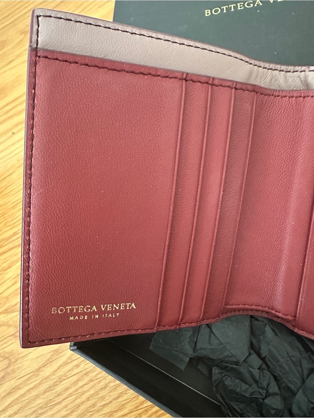 Bottega Veneta Burgundy Woven Leather Card,cash holder wallet - Picture 6 of 8